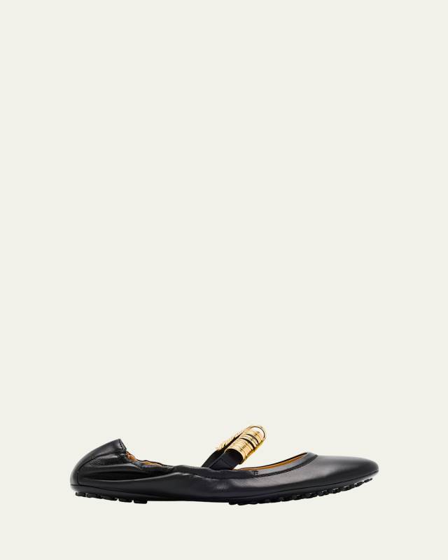 Cosmo Nappa Leather Band Rings Ballerina Flats